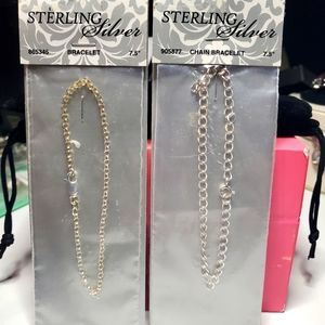 New 2 Solid Sterling Silver 7.5in Bracelets